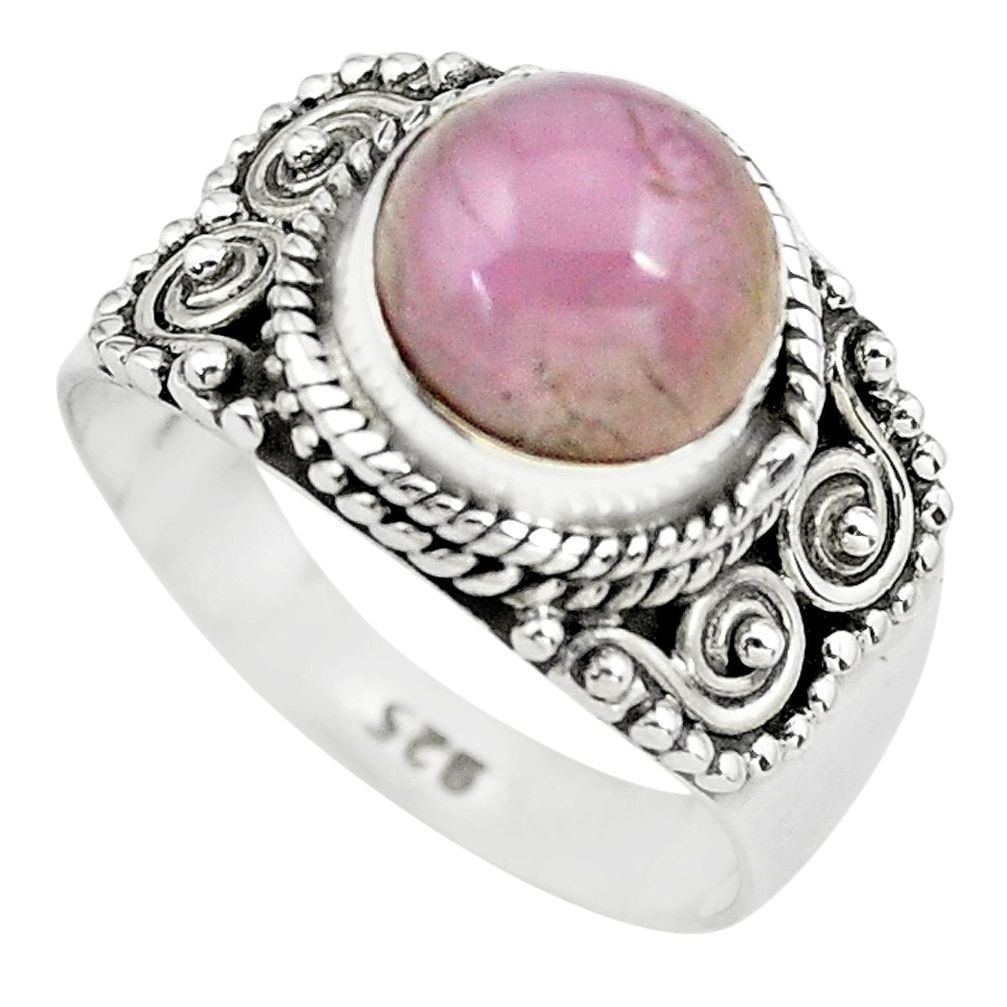 925 sterling silver 3.28cts natural pink kunzite solitaire ring size 6.5 p71792