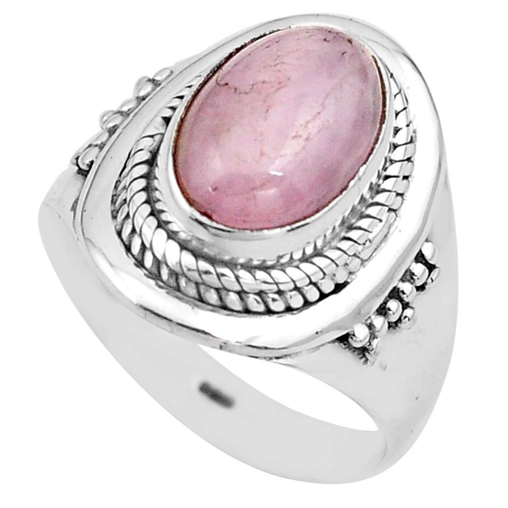925 sterling silver 4.71cts natural pink kunzite solitaire ring size 8.5 p81274