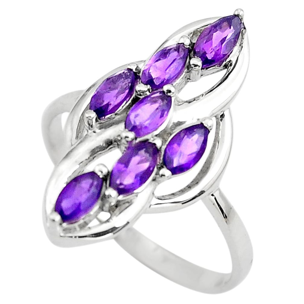 925 sterling silver 4.24cts natural purple amethyst ring jewelry size 9.5 p83643