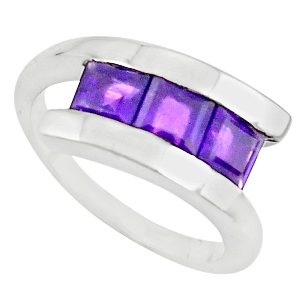 925 sterling silver 3.41cts natural purple amethyst square ring size 8.5 p73076