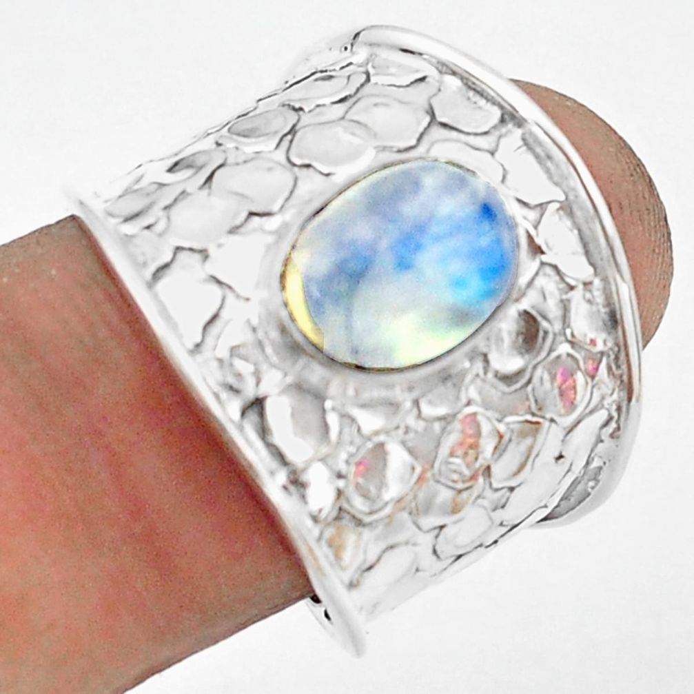 925 sterling silver 3.16cts natural rainbow moonstone ring jewelry size 8 p74840