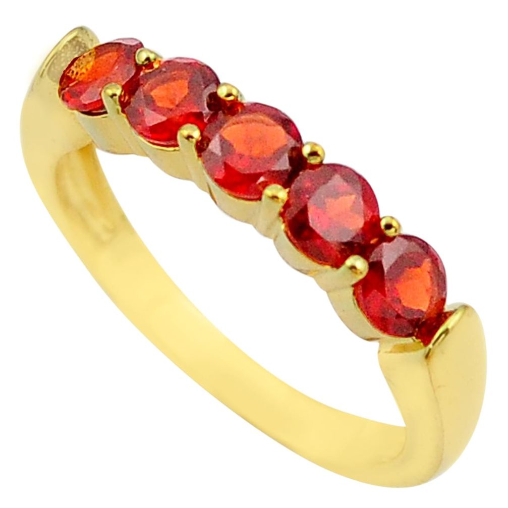925 sterling silver 3.32cts natural red garnet 14k gold ring size 8 c4319