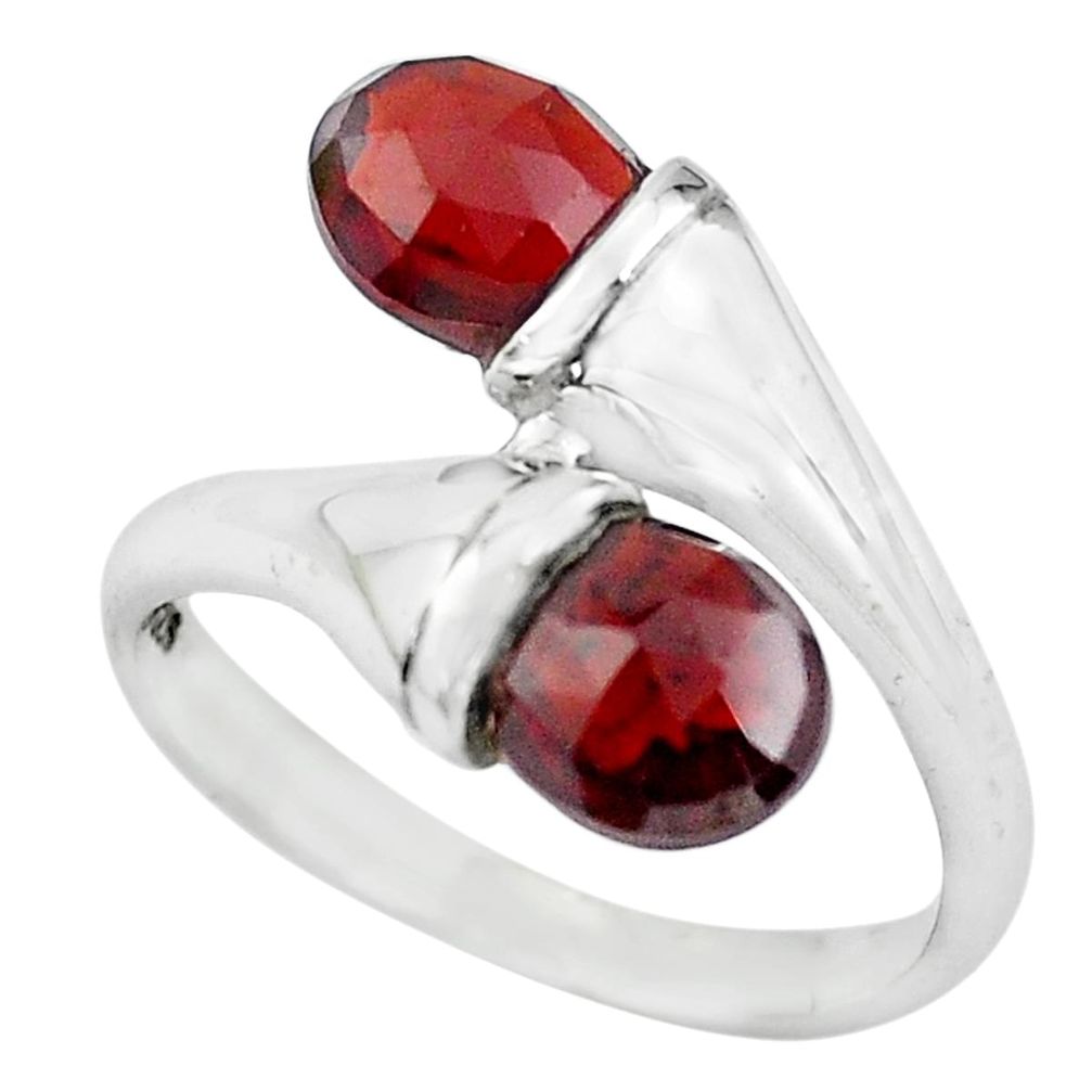 925 sterling silver 5.10cts natural red garnet drop ring jewelry size 6 p62598