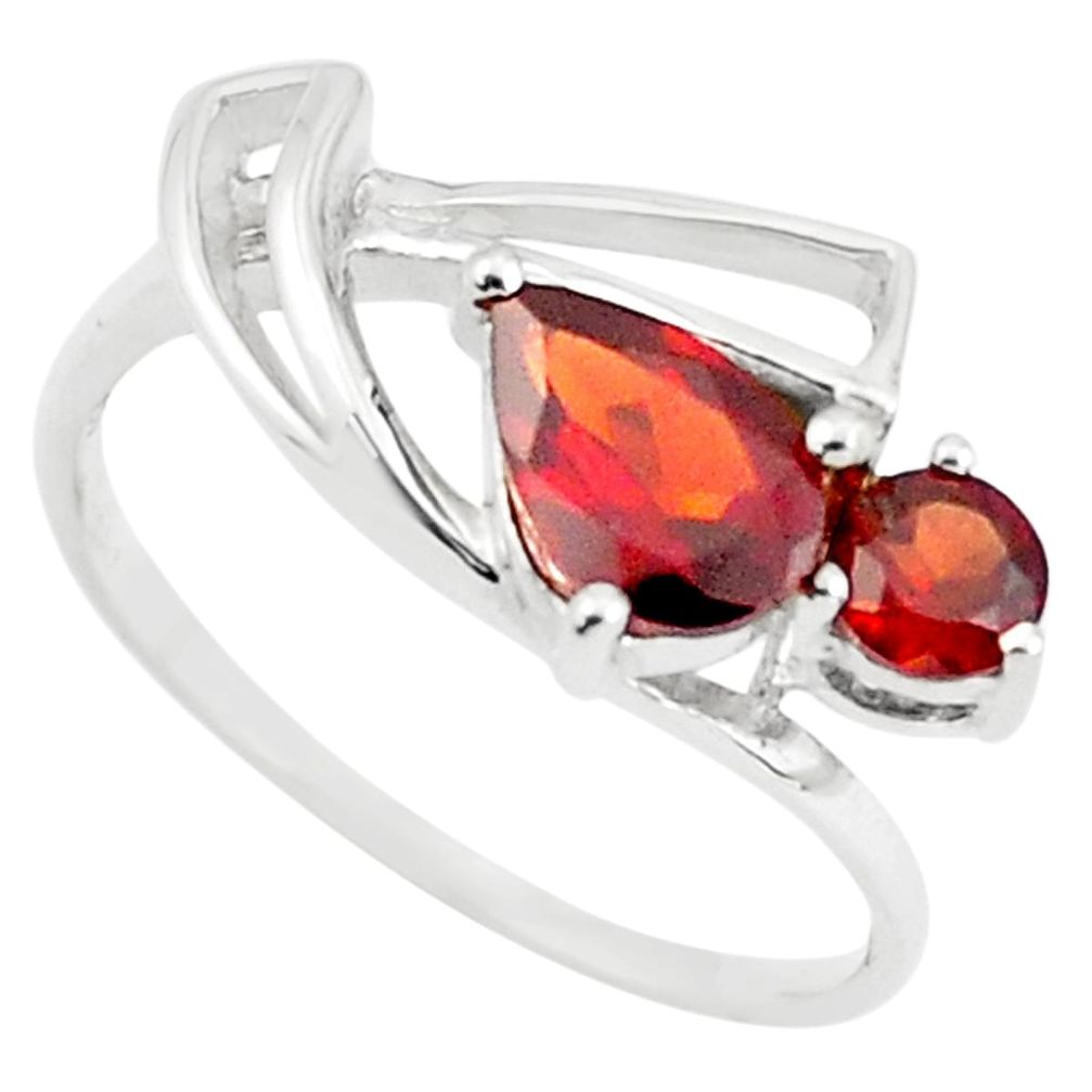 925 sterling silver 2.22cts natural red garnet pear ring jewelry size 7.5 p73164