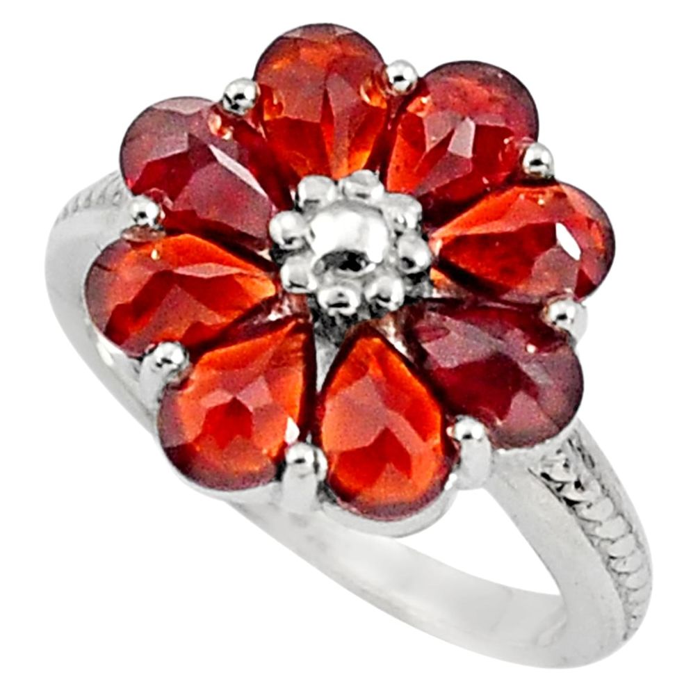 925 sterling silver 8.83cts natural red garnet pear ring jewelry size 7.5 p81767