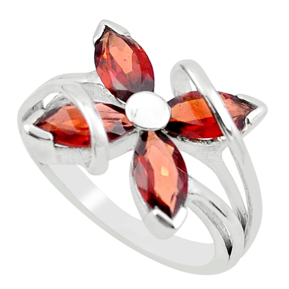 925 sterling silver 5.84cts natural red garnet ring jewelry size 8.5 p62777