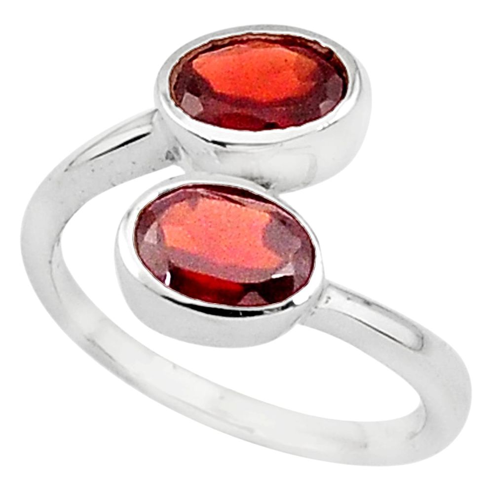 925 sterling silver 3.17cts natural red garnet ring jewelry size 6.5 p81574