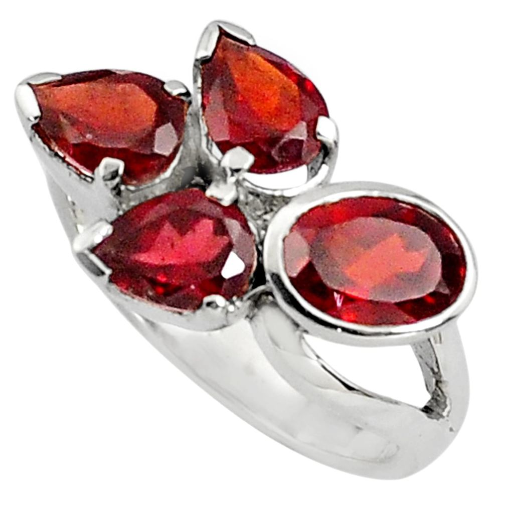925 sterling silver 6.62cts natural red garnet ring jewelry size 8.5 p81779