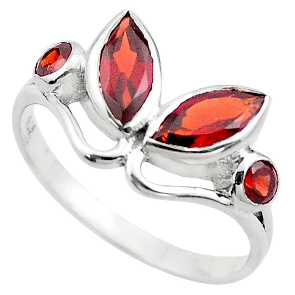 925 sterling silver 3.93cts natural red garnet ring jewelry size 8 p83004