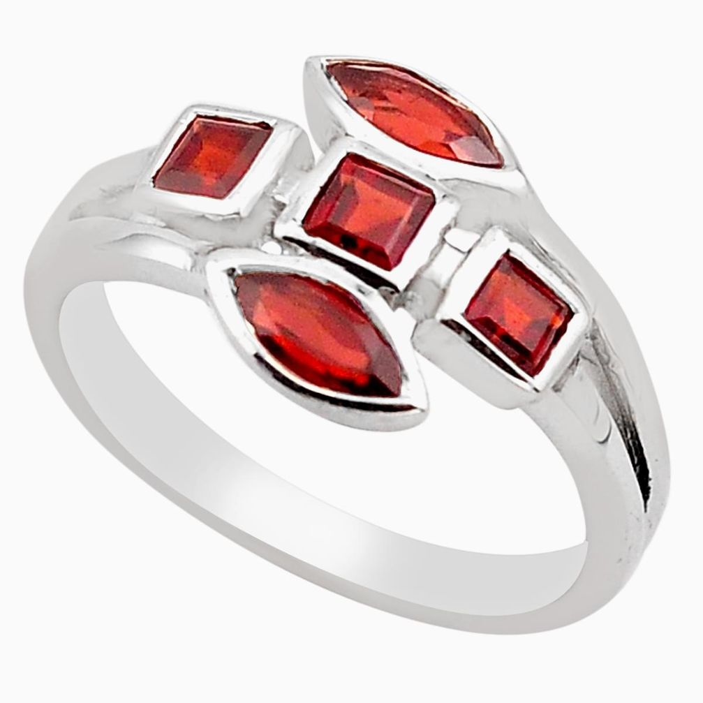 925 sterling silver 2.53cts natural red garnet ring jewelry size 7.5 p83288