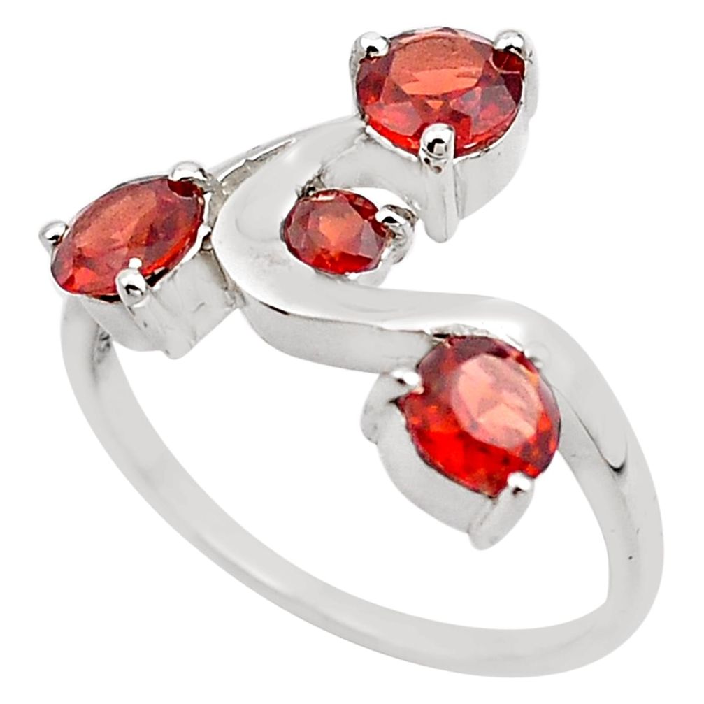 925 sterling silver 3.51cts natural red garnet ring jewelry size 8 p83334