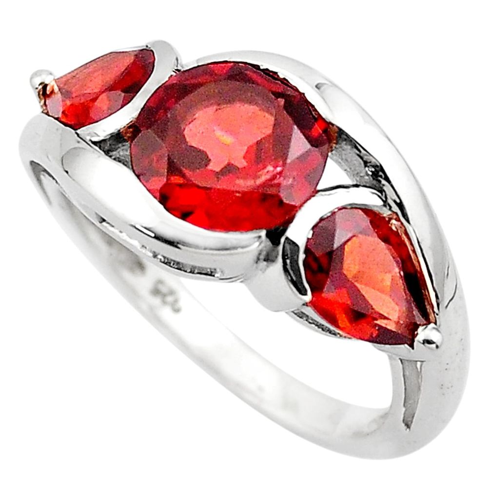 925 sterling silver 7.04cts natural red garnet ring jewelry size 8.5 p83476