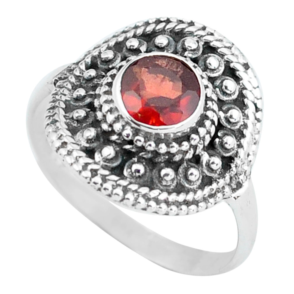925 sterling silver 1.48cts natural red garnet solitaire ring size 7.5 d32072