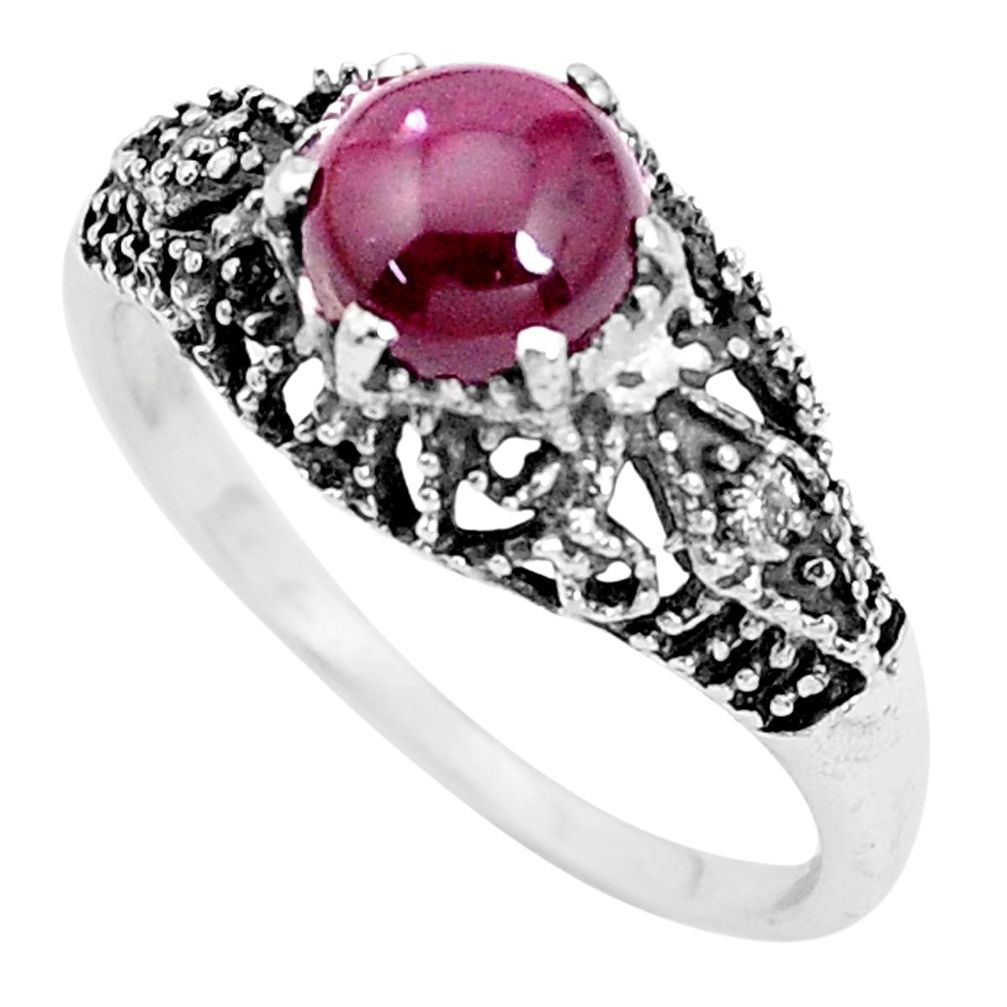 925 sterling silver 2.40cts natural red garnet solitaire ring size 9 p36089