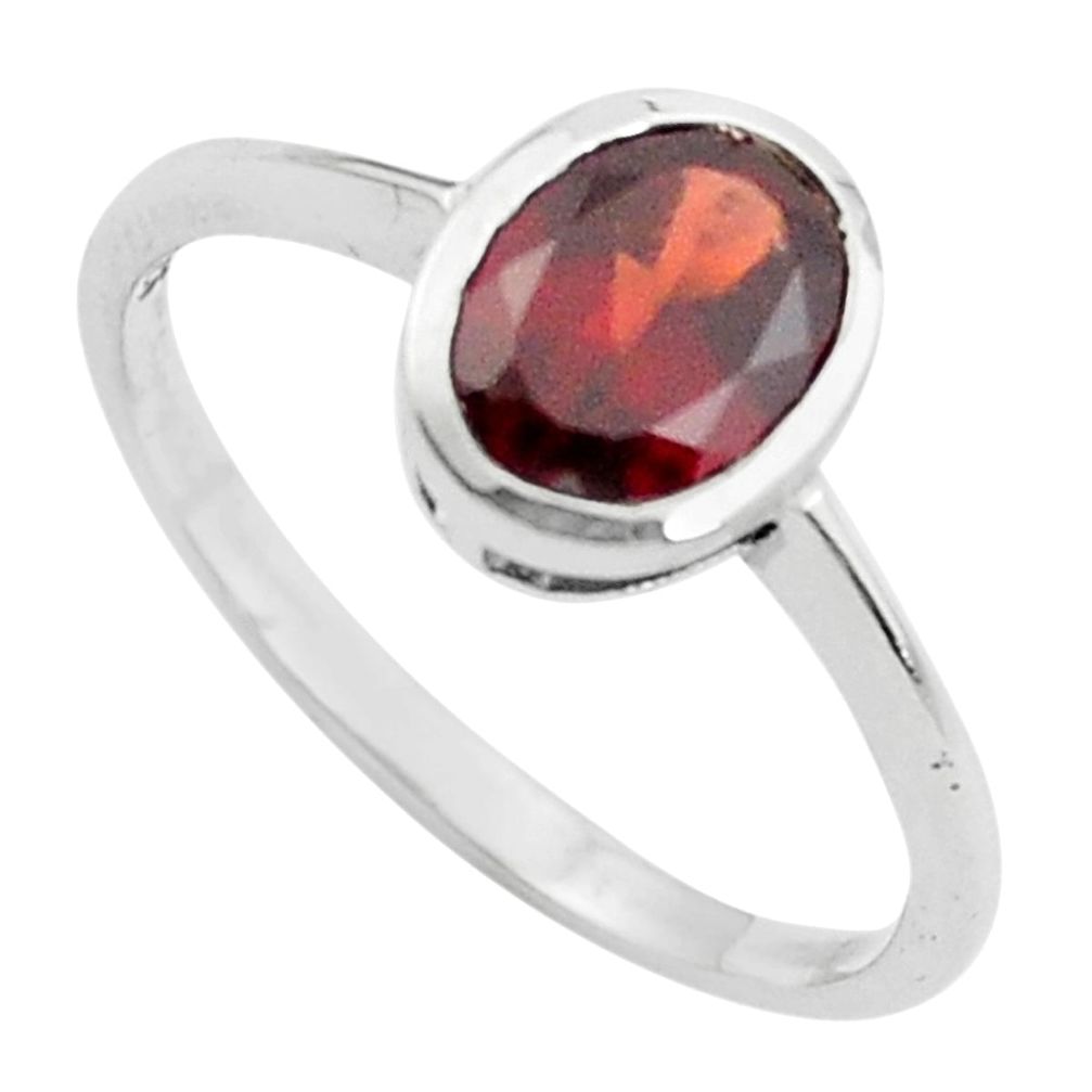 925 sterling silver 2.07cts natural red garnet solitaire ring size 8 p62034