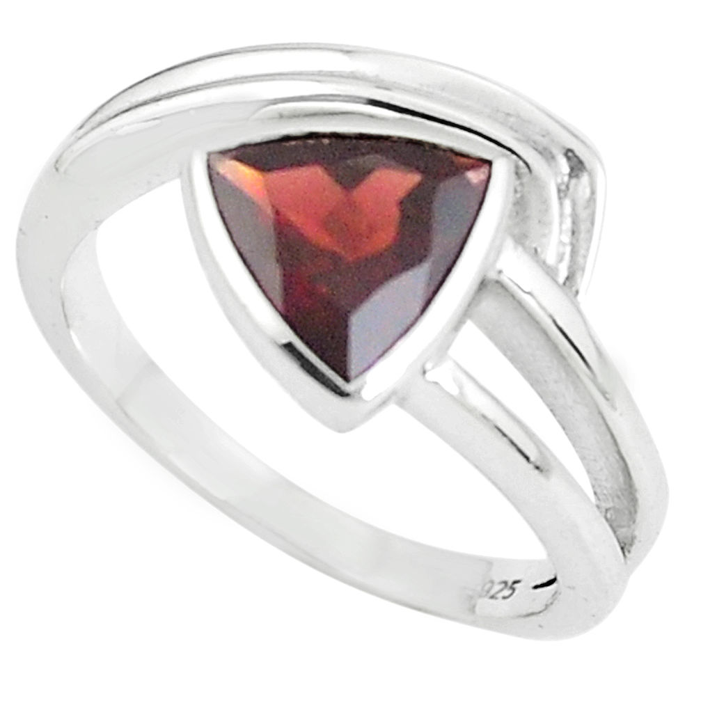 925 sterling silver 3.62cts natural red garnet solitaire ring size 7.5 p62271