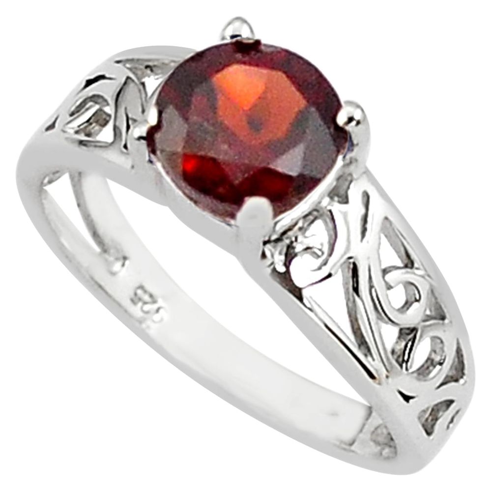 925 sterling silver 2.85cts natural red garnet solitaire ring size 8.5 p81668
