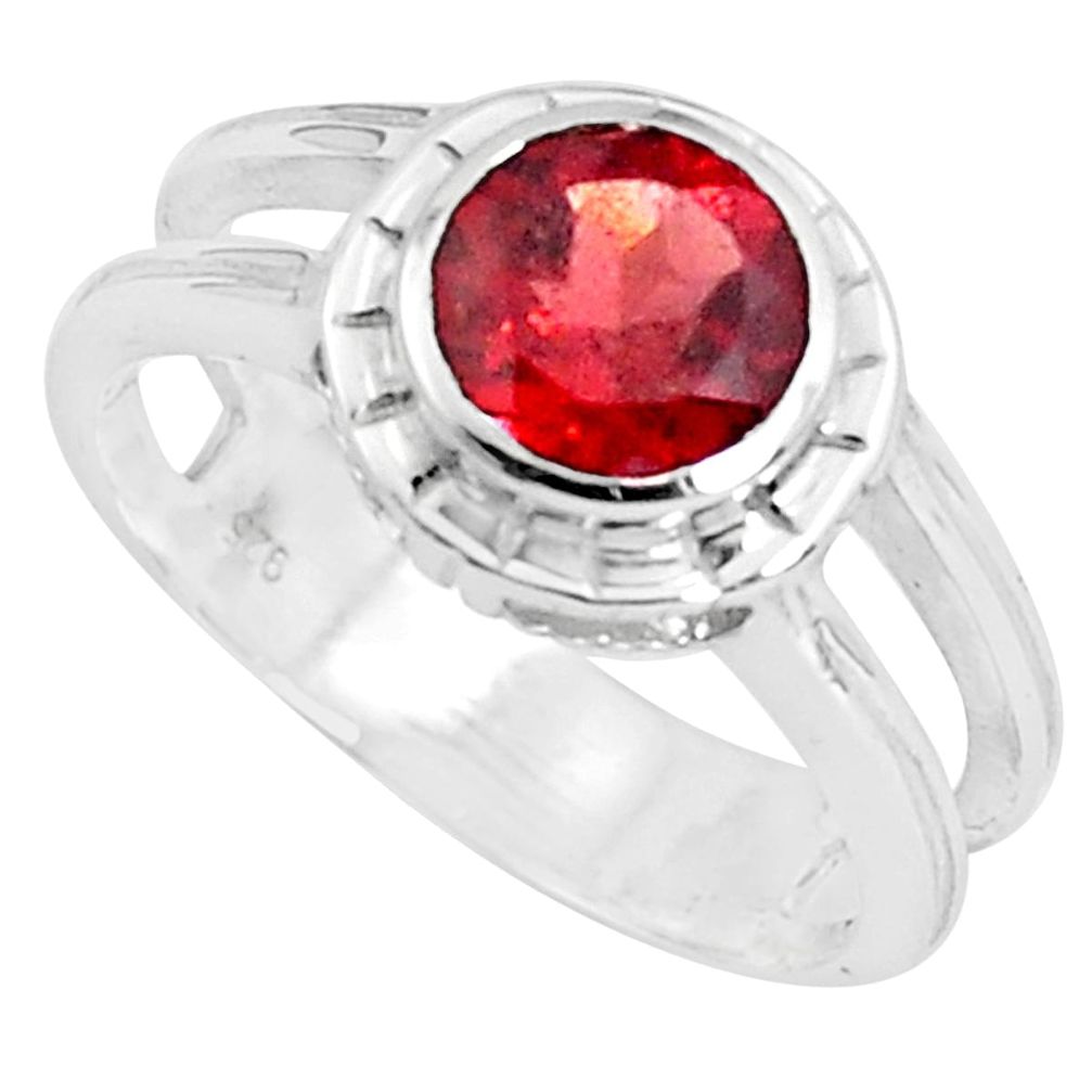 925 sterling silver 2.46cts natural red garnet solitaire ring size 8.5 p82773
