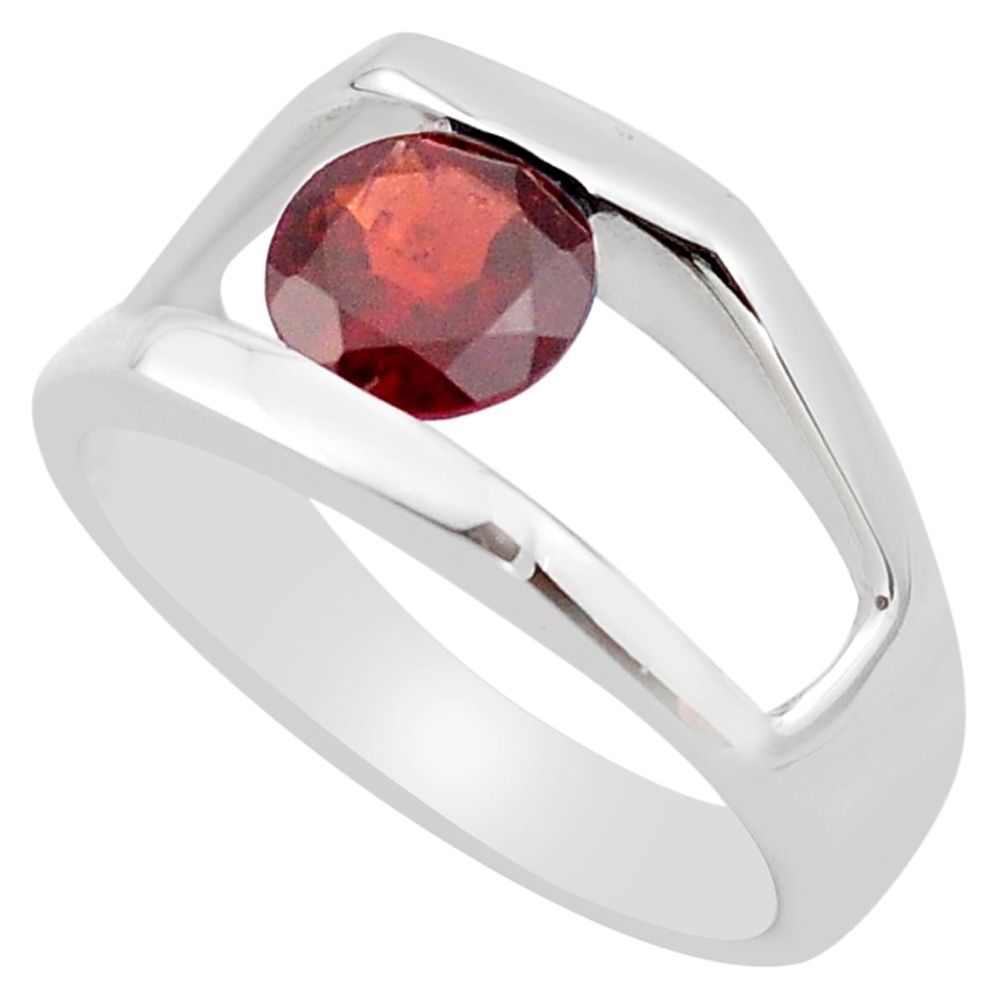925 sterling silver 2.74cts natural red garnet solitaire ring size 8.5 p83264