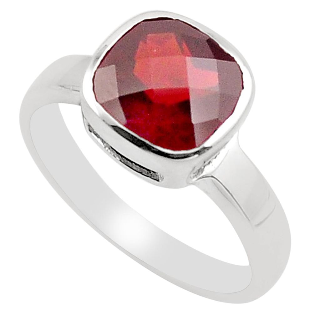 925 sterling silver 3.09cts natural red garnet solitaire ring size 5.5 p83319