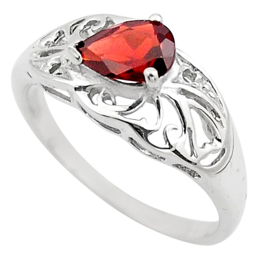925 sterling silver 1.49cts natural red garnet solitaire ring size 9 p83496