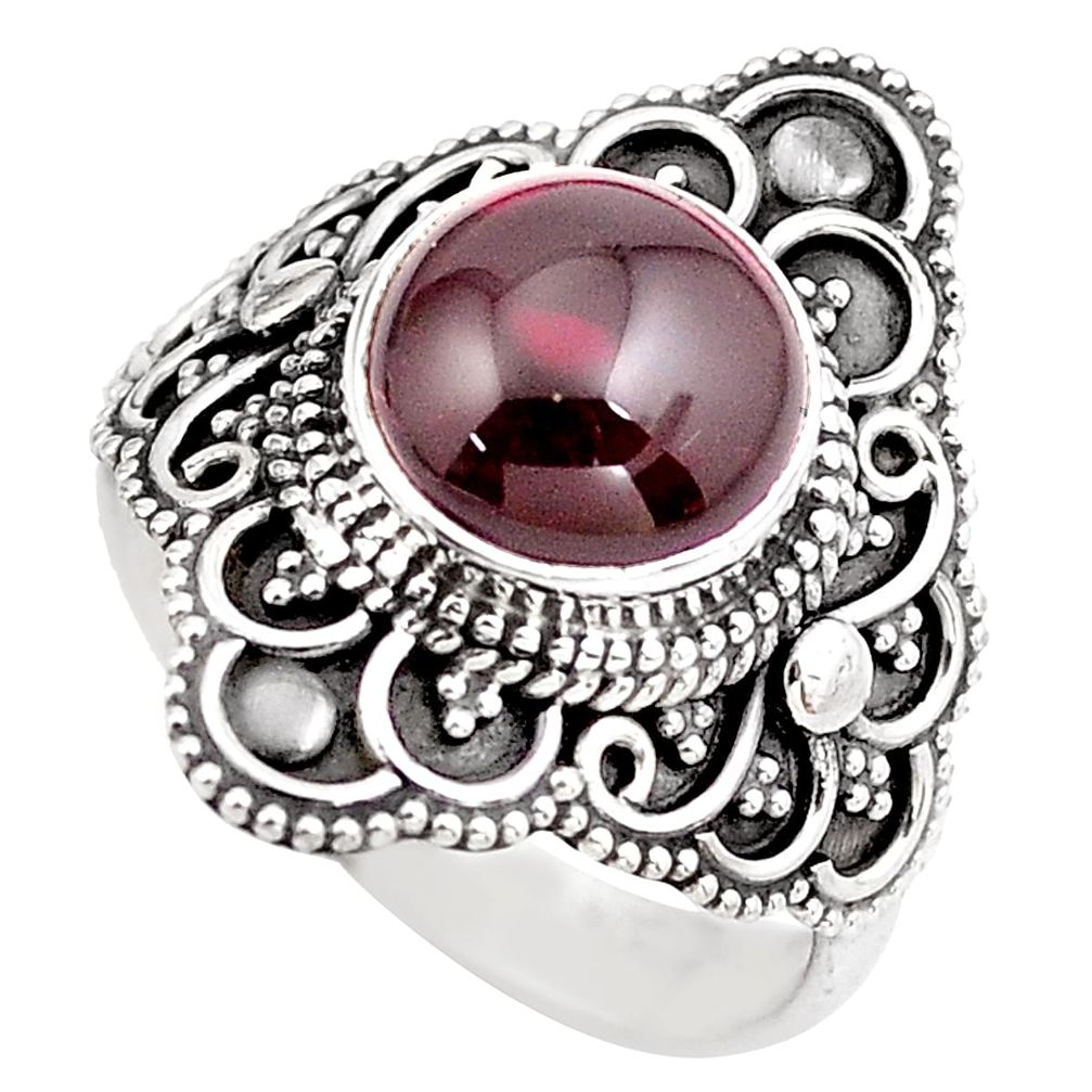 925 sterling silver 4.94cts natural red garnet solitaire ring size 7.5 p86864