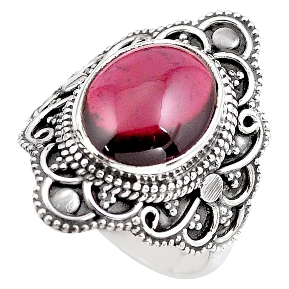 925 sterling silver 5.53cts natural red garnet solitaire ring size 7 p86872
