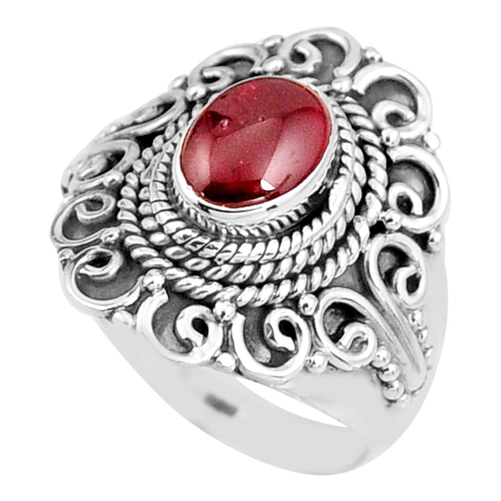 925 sterling silver 2.23cts natural red garnet solitaire ring size 7 p92664