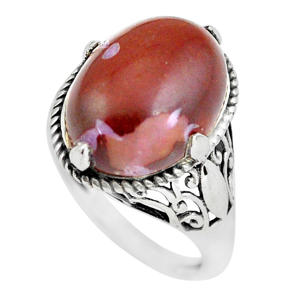 925 sterling silver 9.99cts natural red jasper solitaire ring size 8 p57844