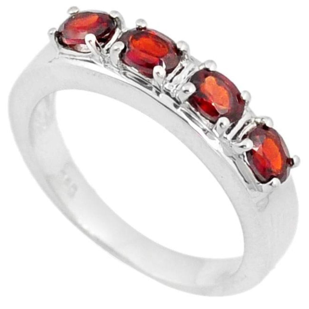 925 STERLING SILVER NATURAL RED RHODOLITE WEDDING BAND RING JEWELRY SIZE 6 H2647