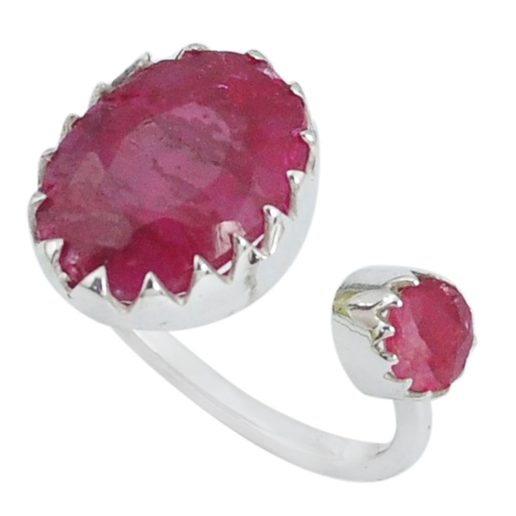 925 sterling silver 6.45cts natural red ruby oval adjustable ring size 7 p33148