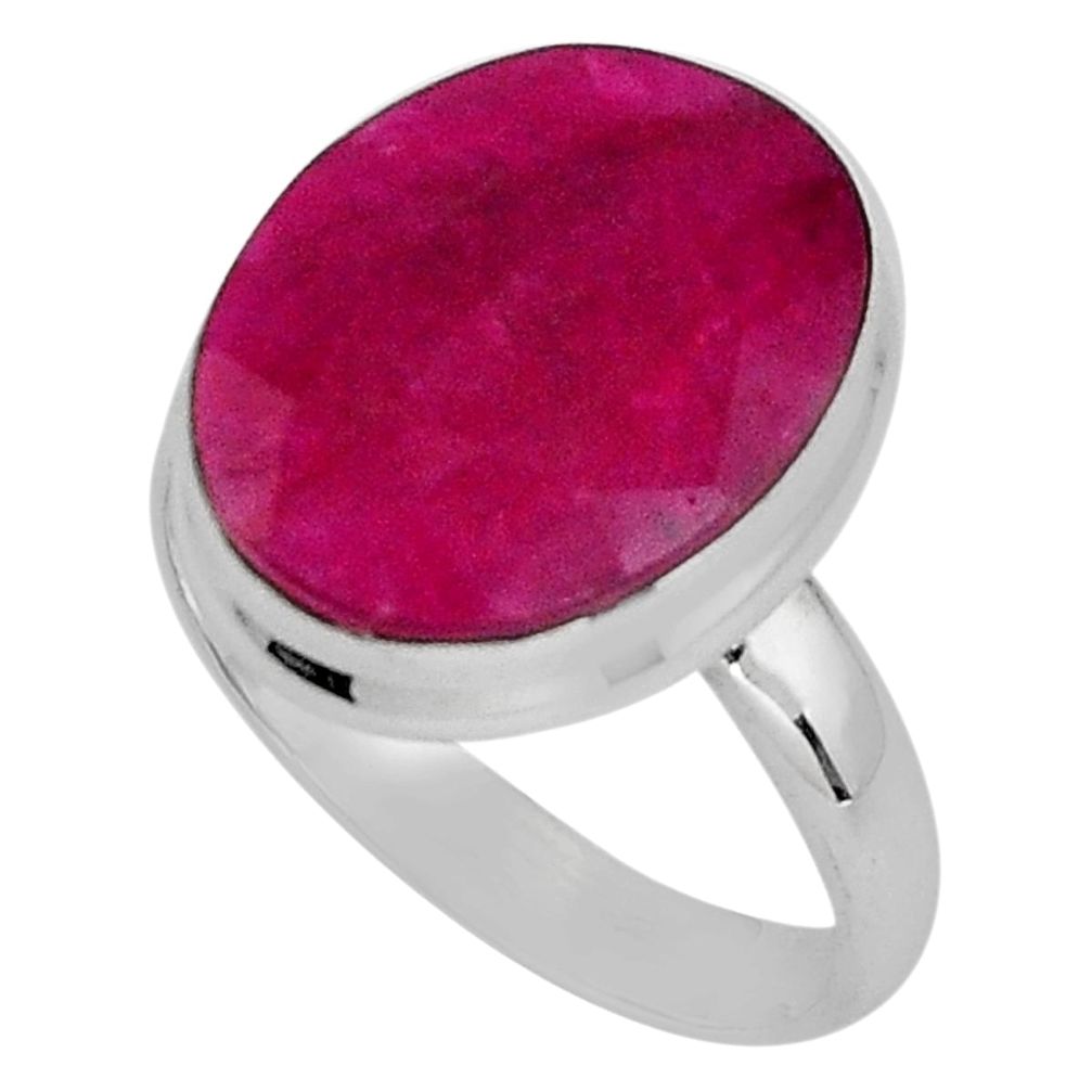925 sterling silver 9.99cts natural red ruby solitaire ring size 7.5 p89607