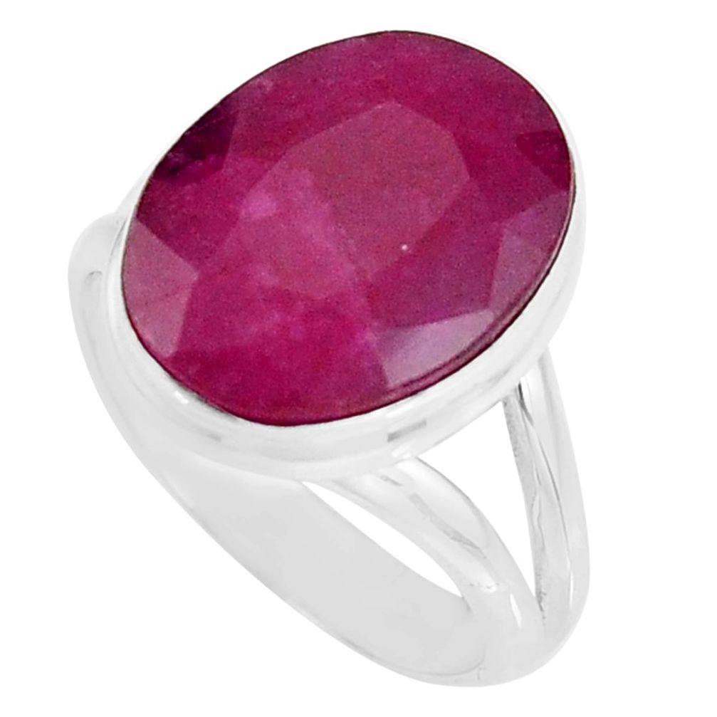 925 sterling silver 10.57cts natural red ruby solitaire ring size 8 p92568