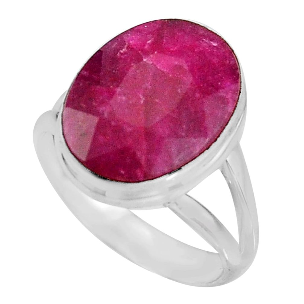925 sterling silver 10.17cts natural red ruby solitaire ring size 7.5 p92580