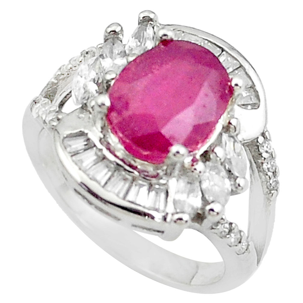 925 sterling silver 6.31cts natural red ruby topaz ring jewelry size 6 c2094