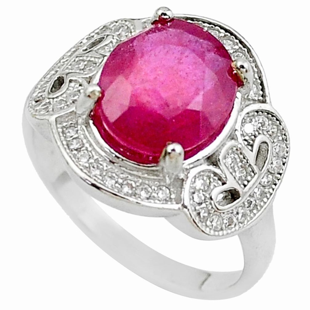 925 sterling silver 6.01cts natural red ruby topaz ring jewelry size 8 c2104
