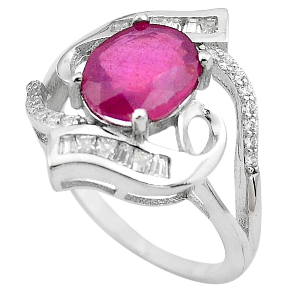 925 sterling silver 5.07cts natural red ruby topaz ring jewelry size 8.5 c4047