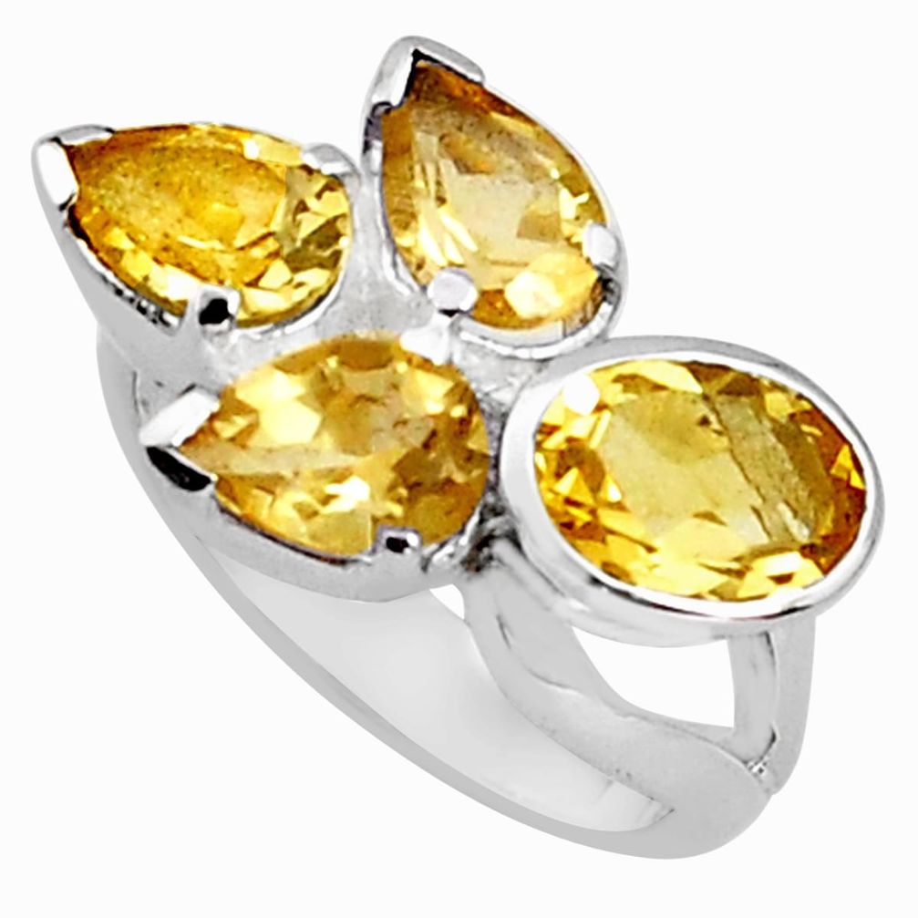 925 sterling silver 7.07cts natural yellow citrine oval ring size 7.5 p81647