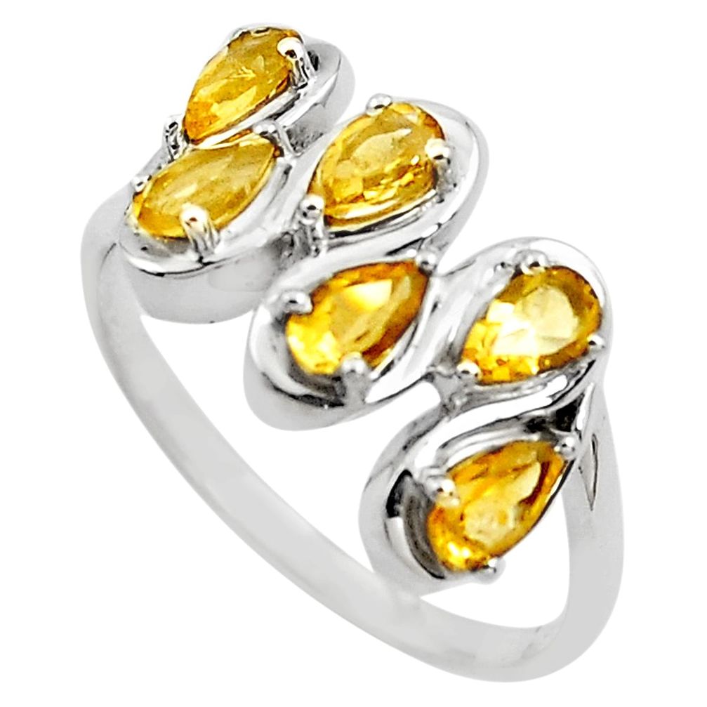 925 sterling silver 4.07cts natural yellow citrine ring jewelry size 8.5 p82853