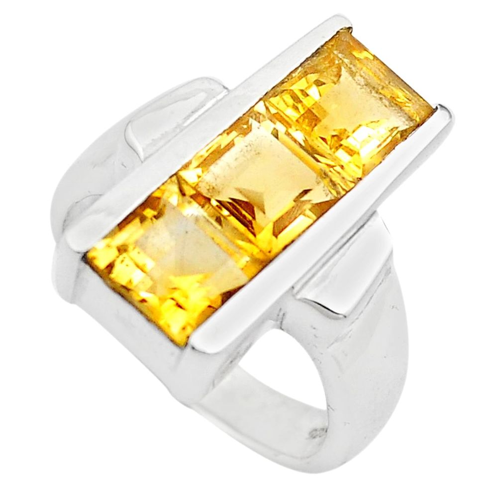 925 sterling silver 3.94cts natural yellow citrine ring jewelry size 8 p83084
