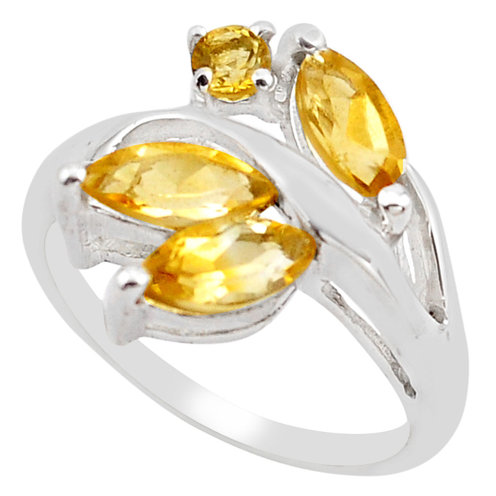 925 sterling silver 4.82cts natural yellow citrine ring jewelry size 7.5 p83384