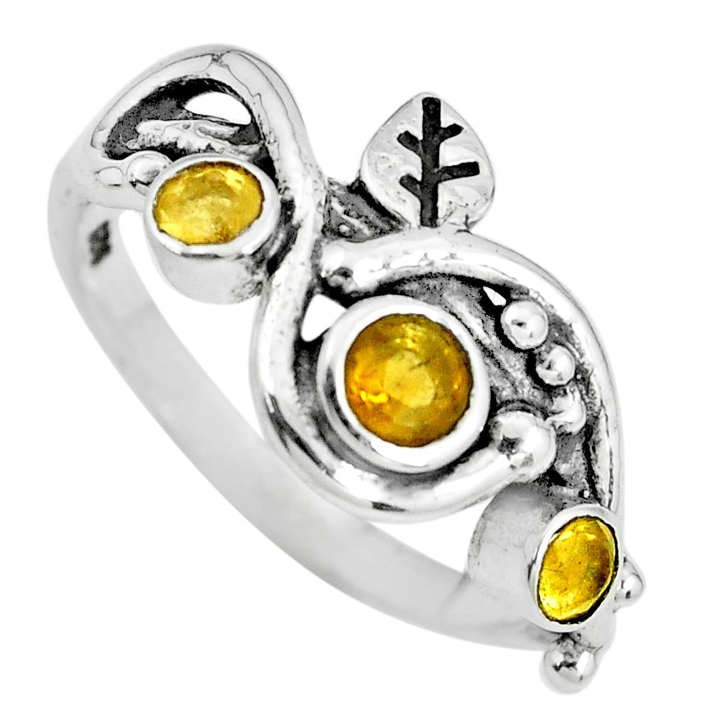 925 sterling silver 1.47cts natural yellow citrine round ring size 8 p69807