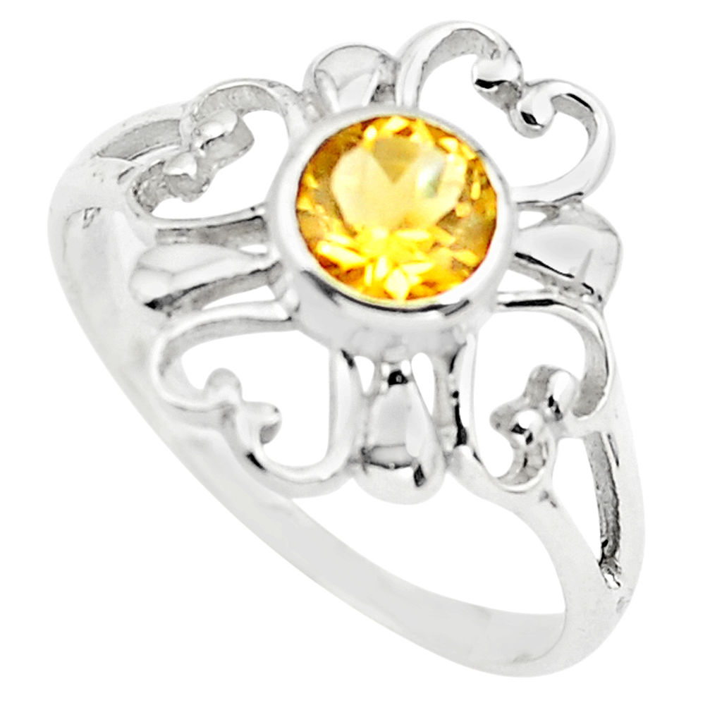 925 sterling silver 1.34cts natural yellow citrine round ring size 6 p73435