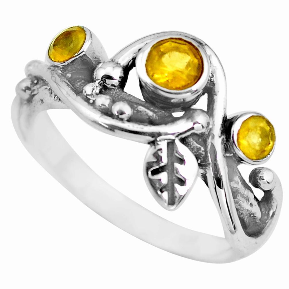 925 sterling silver 1.96cts natural yellow citrine round ring size 7.5 p74271