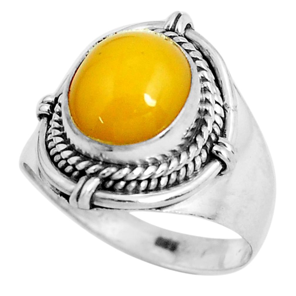 925 sterling silver 4.22cts natural yellow opal solitaire ring size 8 d31351