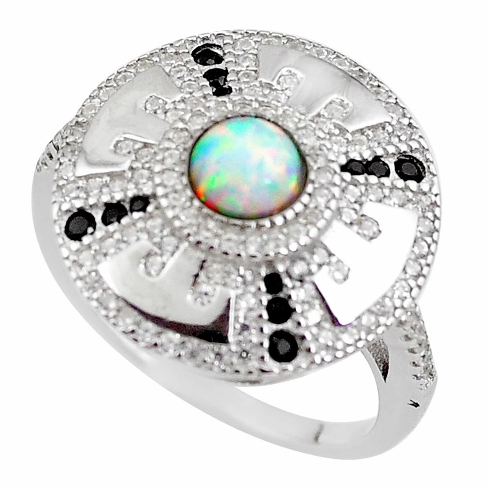 925 sterling silver 2.51cts pink australian opal (lab) topaz ring size 8 c2378