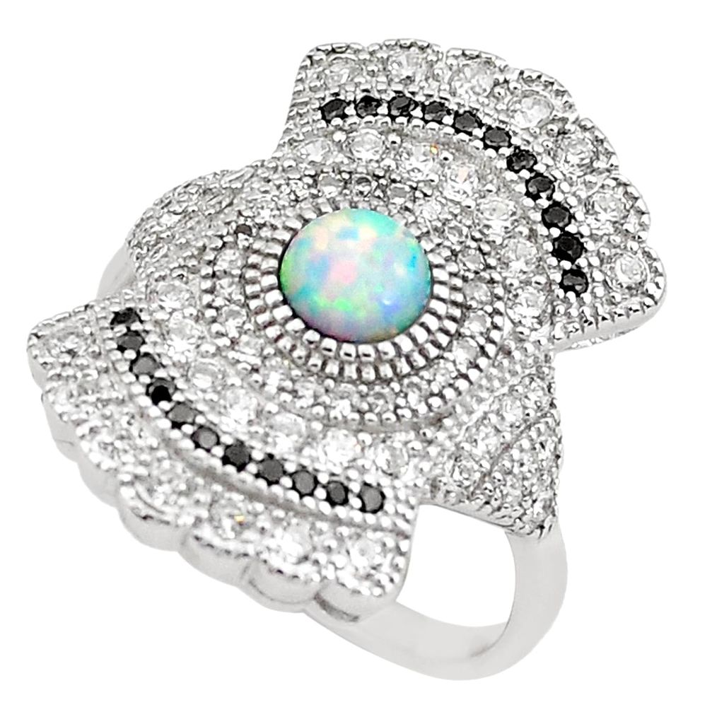 925 sterling silver 4.22cts pink australian opal (lab) topaz ring size 7 c2773