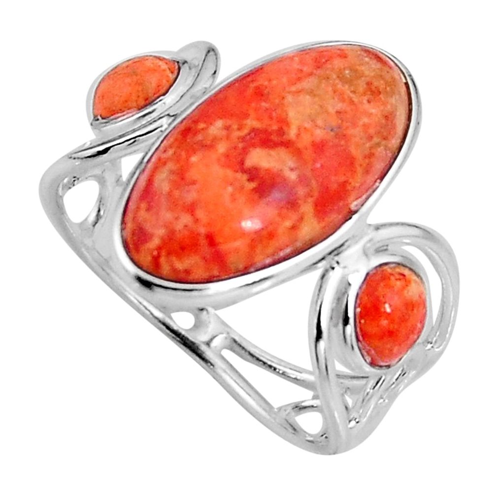 925 sterling silver 6.68cts red copper turquoise ring jewelry size 7.5 p92543