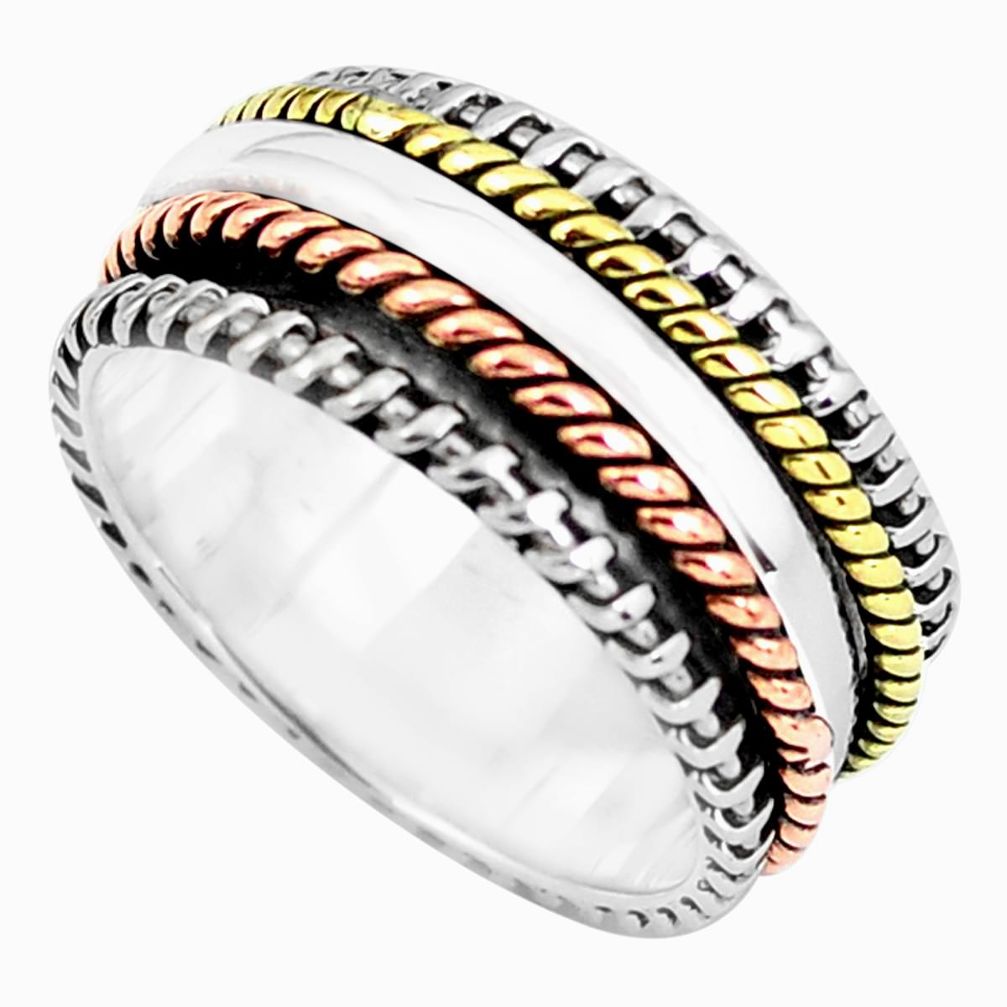 925 sterling silver 5.67gms victorian two tone spinner band ring size 9 p60486