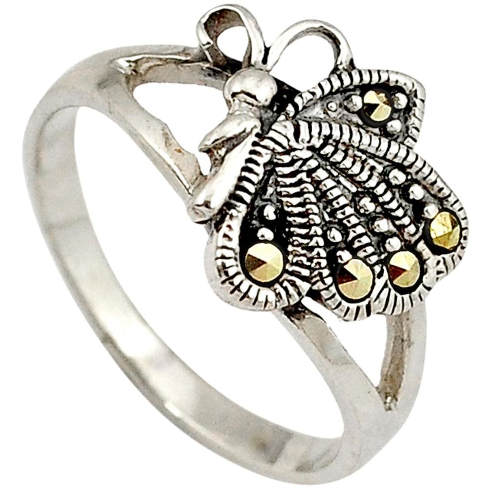 Art deco marcasite 925 sterling silver butterfly ring jewelry size 7 a15610